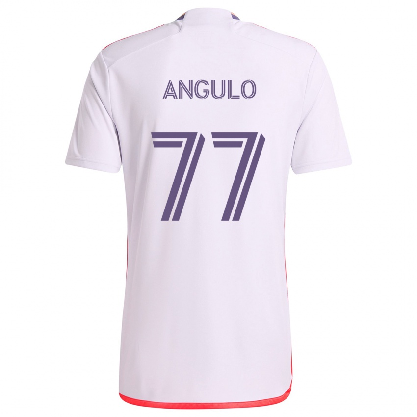 Kinder Iván Angulo #77 Weiß Rot Lila Auswärtstrikot Trikot 2024/25 T-Shirt Österreich