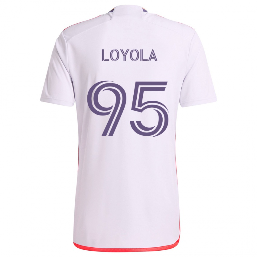 Kinder Favian Loyola #95 Weiß Rot Lila Auswärtstrikot Trikot 2024/25 T-Shirt Österreich