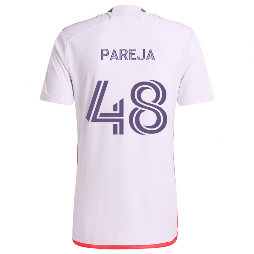 Kinder Diego Pareja #48 Weiß Rot Lila Auswärtstrikot Trikot 2024/25 T-Shirt Österreich