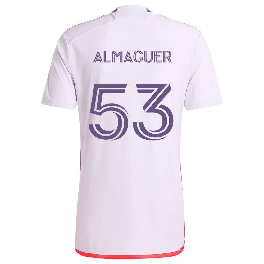 Kinder Jorge Almaguer #53 Weiß Rot Lila Auswärtstrikot Trikot 2024/25 T-Shirt Österreich