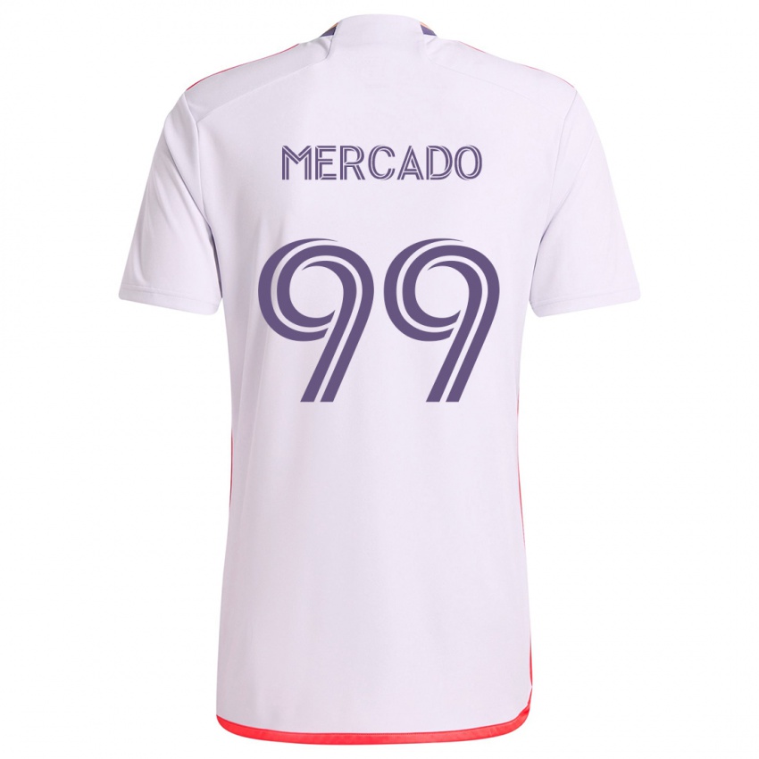 Kinder Carlos Mercado #99 Weiß Rot Lila Auswärtstrikot Trikot 2024/25 T-Shirt Österreich