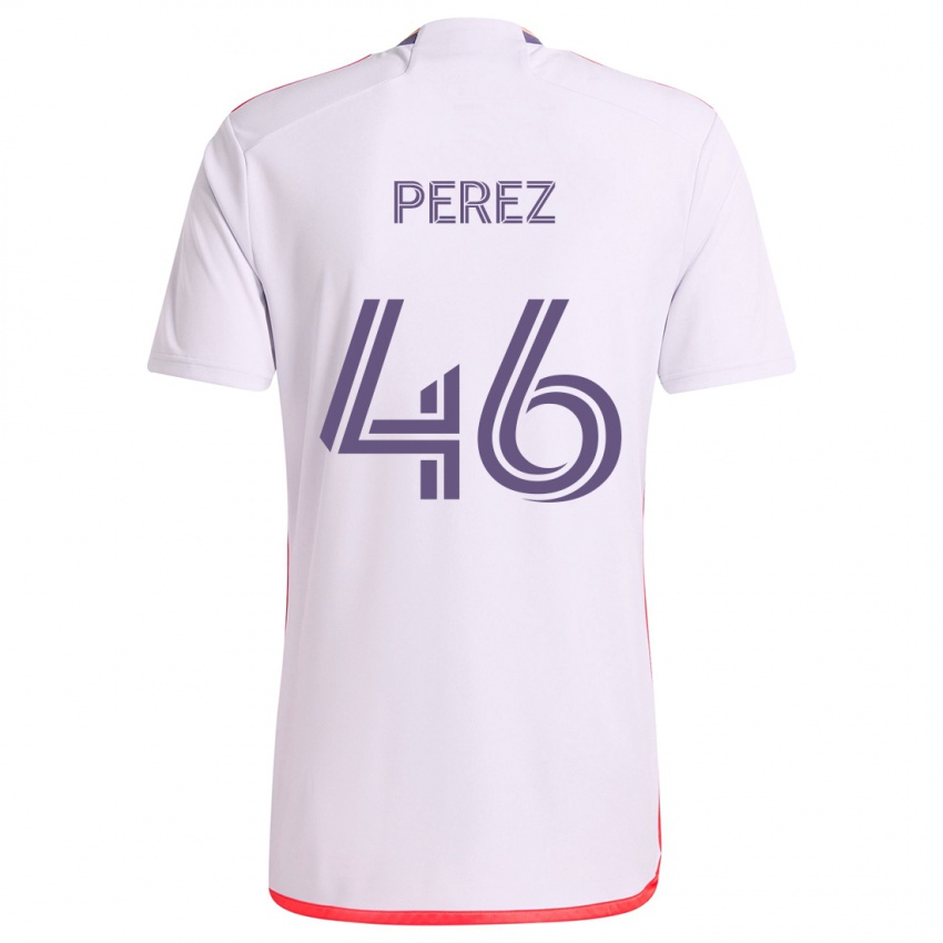 Kinder Franco Pérez #46 Weiß Rot Lila Auswärtstrikot Trikot 2024/25 T-Shirt Österreich