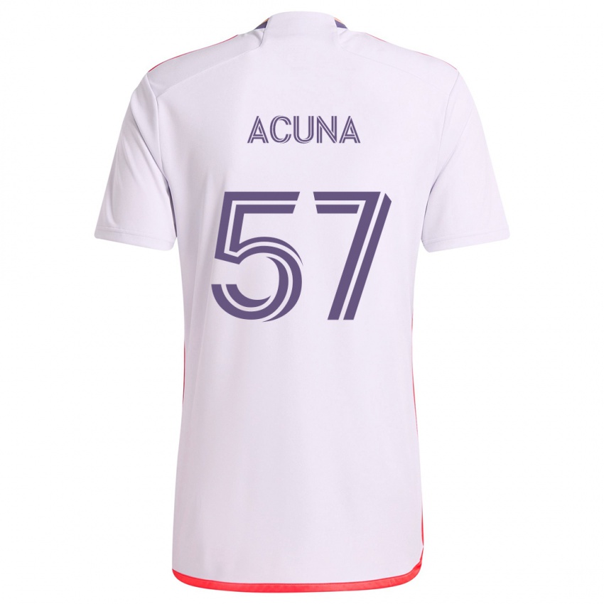 Kinder Cristofer Acuña #57 Weiß Rot Lila Auswärtstrikot Trikot 2024/25 T-Shirt Österreich