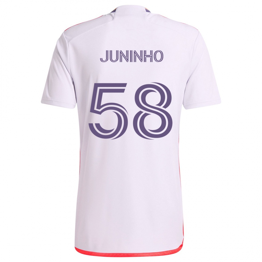 Kinder Juninho #58 Weiß Rot Lila Auswärtstrikot Trikot 2024/25 T-Shirt Österreich