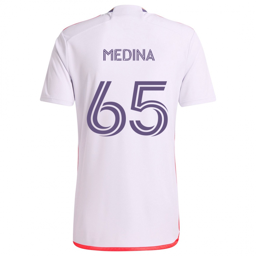 Kinder Cristian Medina #65 Weiß Rot Lila Auswärtstrikot Trikot 2024/25 T-Shirt Österreich