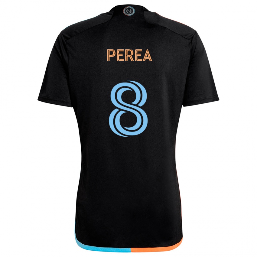 Kinder Andrés Perea #8 Schwarz Orange Blau Auswärtstrikot Trikot 2024/25 T-Shirt Österreich