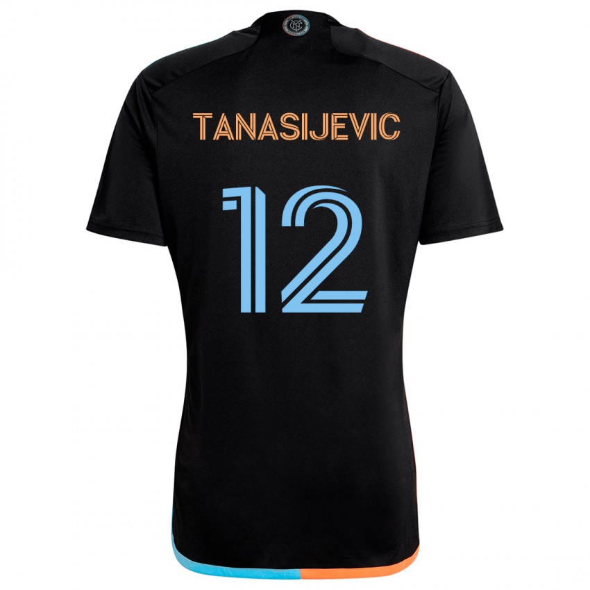 Kinder Strahinja Tanasijevic #12 Schwarz Orange Blau Auswärtstrikot Trikot 2024/25 T-Shirt Österreich