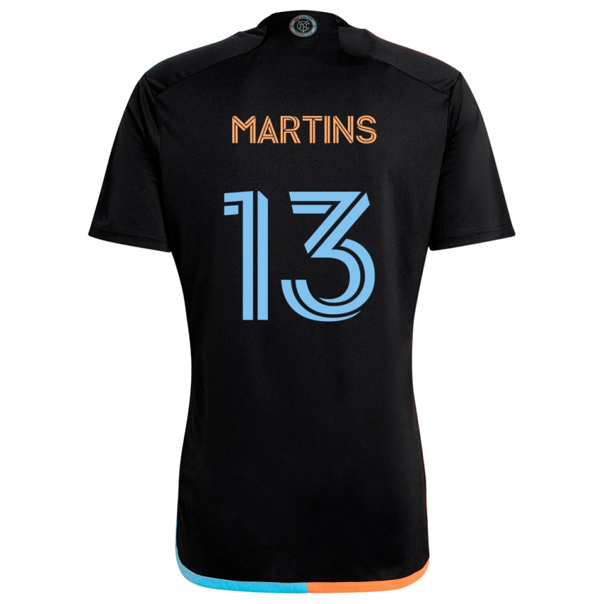 Kinder Thiago Martins #13 Schwarz Orange Blau Auswärtstrikot Trikot 2024/25 T-Shirt Österreich