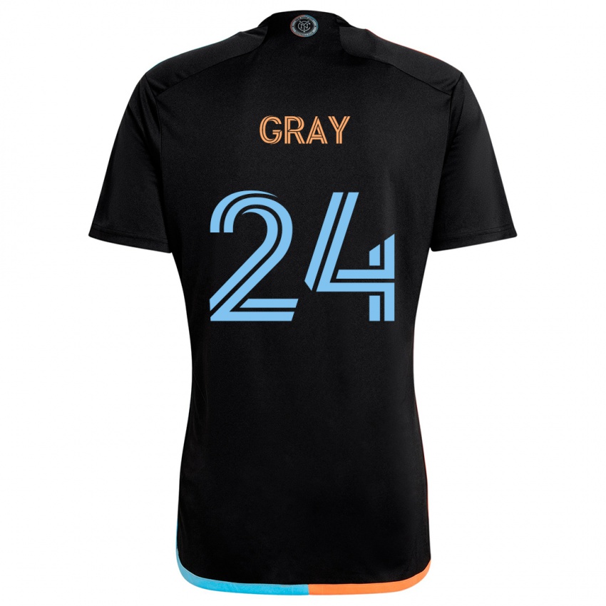 Kinder Tayvon Gray #24 Schwarz Orange Blau Auswärtstrikot Trikot 2024/25 T-Shirt Österreich