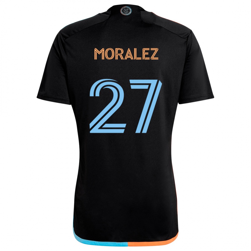 Kinder Maxi Moralez #27 Schwarz Orange Blau Auswärtstrikot Trikot 2024/25 T-Shirt Österreich