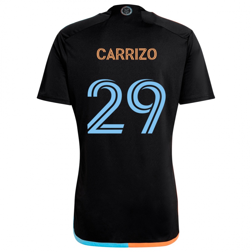 Kinder Máximo Carrizo #29 Schwarz Orange Blau Auswärtstrikot Trikot 2024/25 T-Shirt Österreich