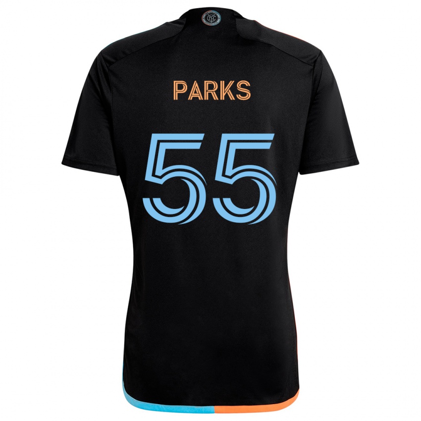 Kinder Keaton Parks #55 Schwarz Orange Blau Auswärtstrikot Trikot 2024/25 T-Shirt Österreich