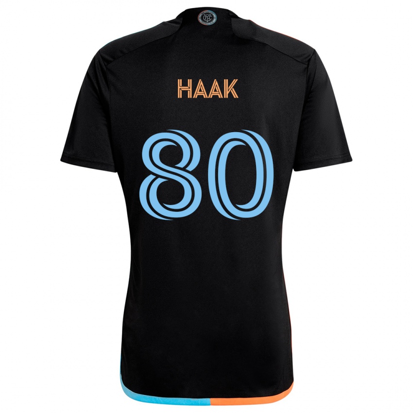 Kinder Justin Haak #80 Schwarz Orange Blau Auswärtstrikot Trikot 2024/25 T-Shirt Österreich