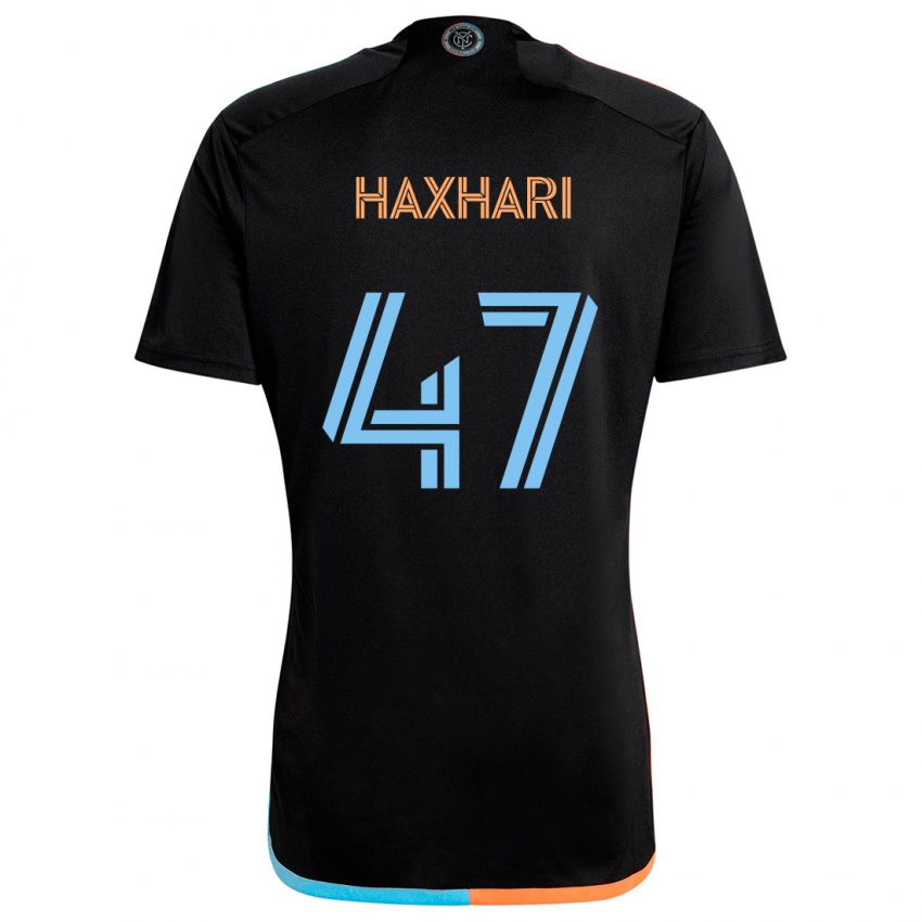 Kinder Klevis Haxhari #47 Schwarz Orange Blau Auswärtstrikot Trikot 2024/25 T-Shirt Österreich