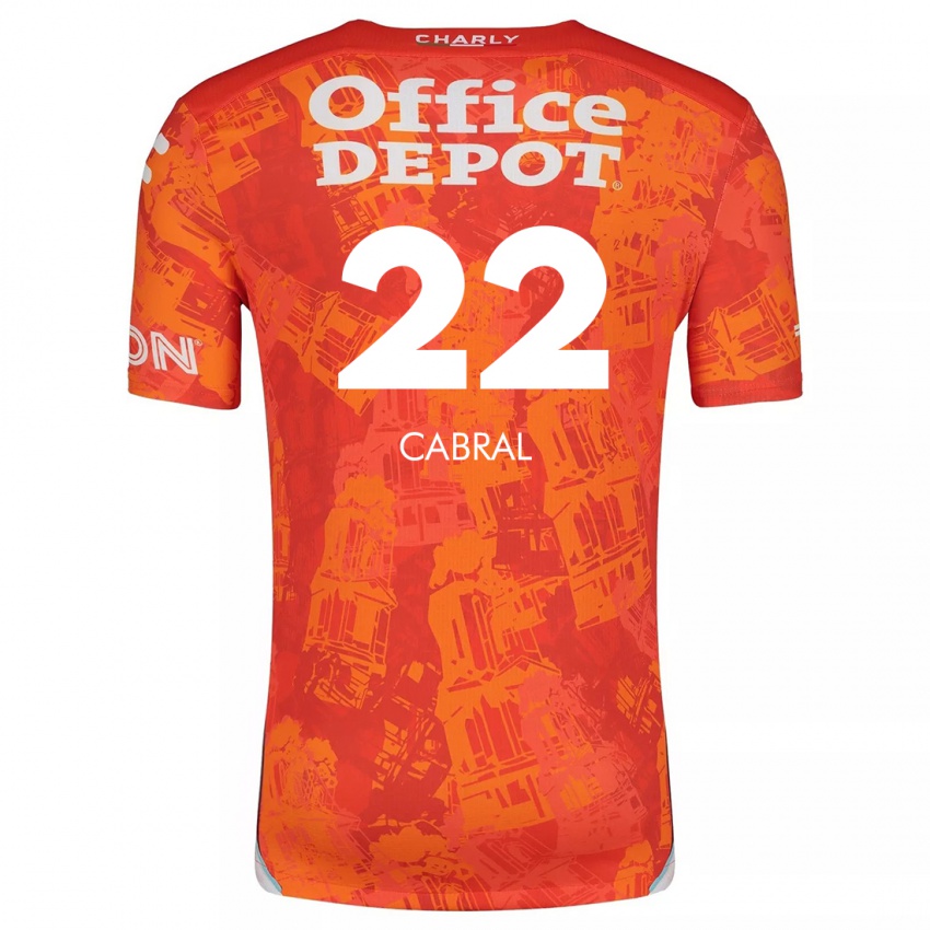 Kinder Gustavo Cabral #22 Orange Weiß Auswärtstrikot Trikot 2024/25 T-Shirt Österreich