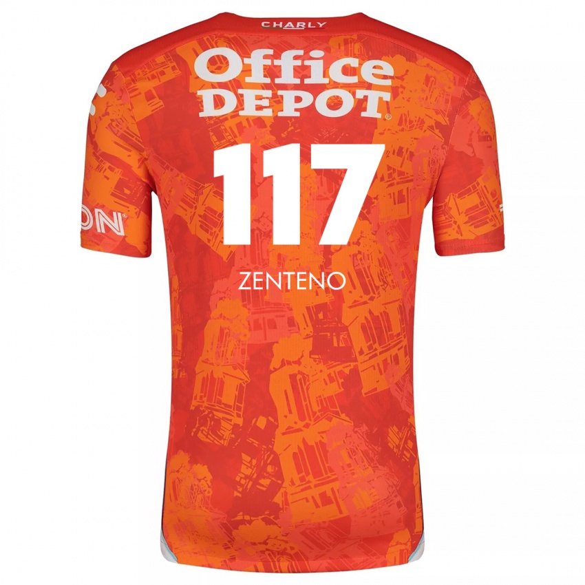 Kinder Gustavo Zenteno #117 Orange Weiß Auswärtstrikot Trikot 2024/25 T-Shirt Österreich