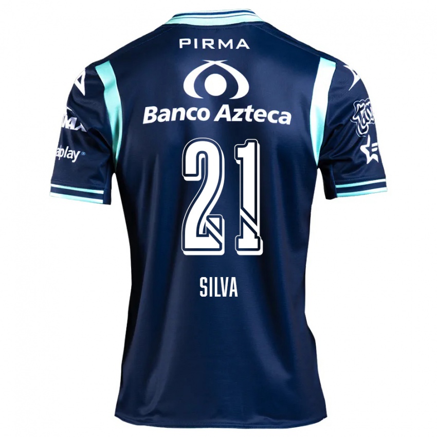 Kinder Gastón Silva #21 Navy Blau Auswärtstrikot Trikot 2024/25 T-Shirt Österreich