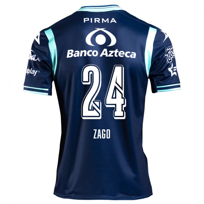 Kinder Diego Zago #24 Navy Blau Auswärtstrikot Trikot 2024/25 T-Shirt Österreich