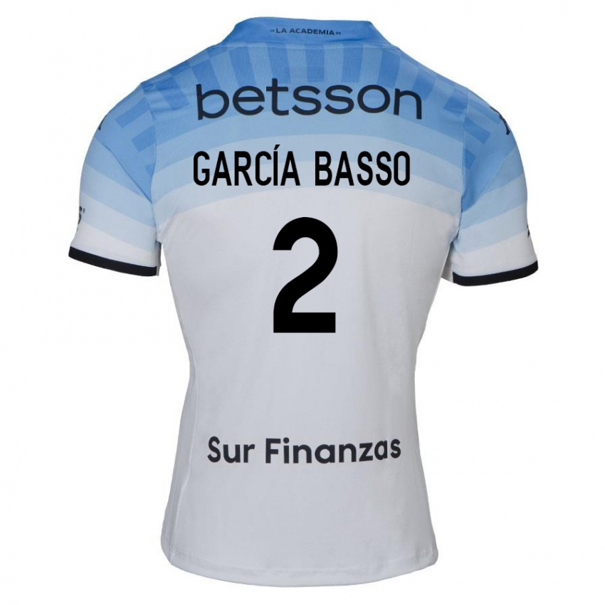 Kinder Agustín García Basso #2 Weiß Blau Schwarz Auswärtstrikot Trikot 2024/25 T-Shirt Österreich