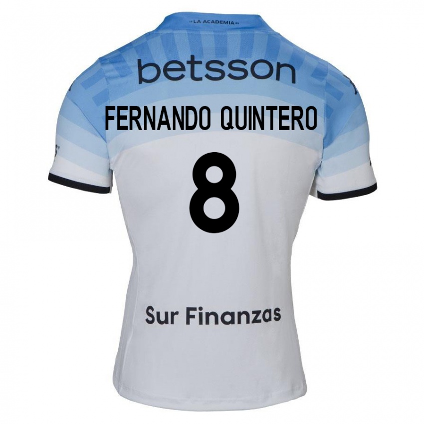 Kinder Juan Fernando Quintero #8 Weiß Blau Schwarz Auswärtstrikot Trikot 2024/25 T-Shirt Österreich