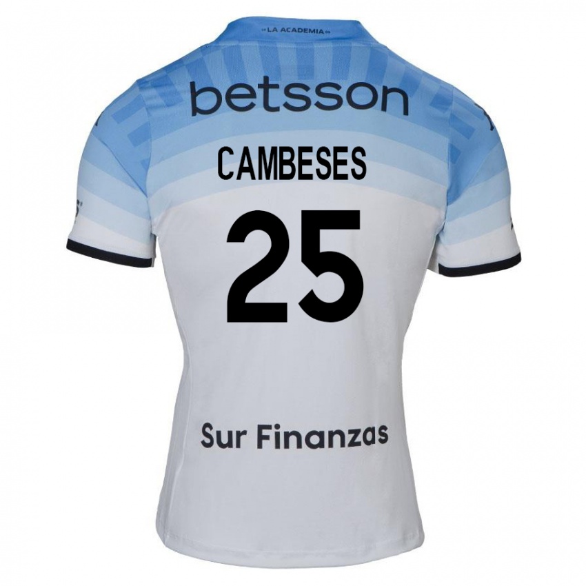 Kinder Facundo Cambeses #25 Weiß Blau Schwarz Auswärtstrikot Trikot 2024/25 T-Shirt Österreich