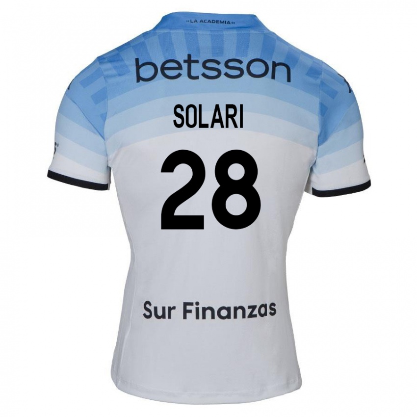 Kinder Santiago Solari #28 Weiß Blau Schwarz Auswärtstrikot Trikot 2024/25 T-Shirt Österreich