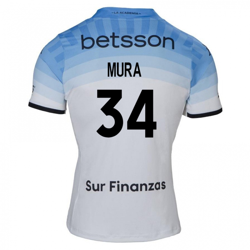 Kinder Facundo Mura #34 Weiß Blau Schwarz Auswärtstrikot Trikot 2024/25 T-Shirt Österreich