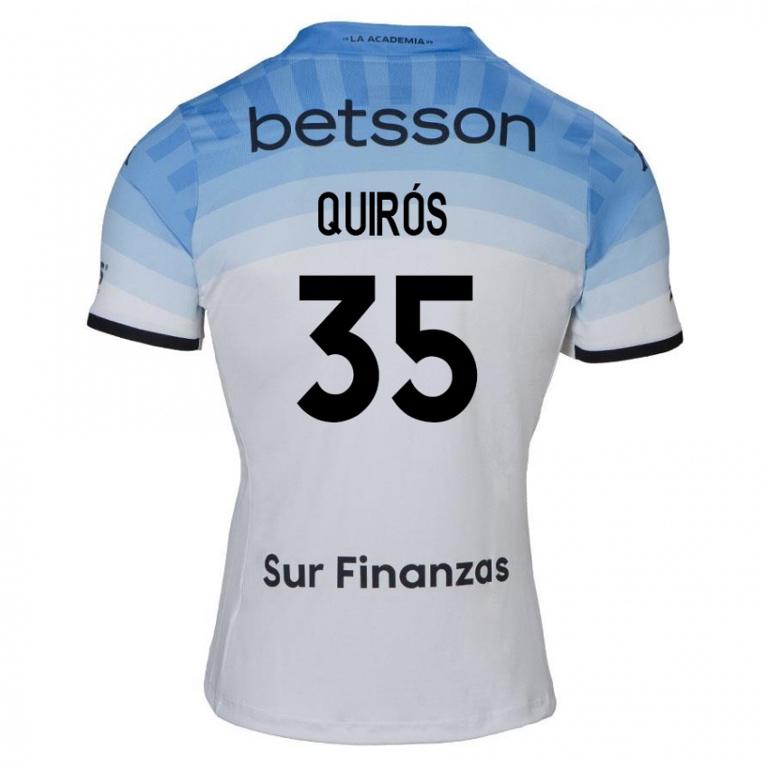 Kinder Santiago Quirós #35 Weiß Blau Schwarz Auswärtstrikot Trikot 2024/25 T-Shirt Österreich