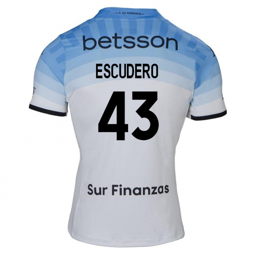 Kinder Gonzalo Escudero #43 Weiß Blau Schwarz Auswärtstrikot Trikot 2024/25 T-Shirt Österreich