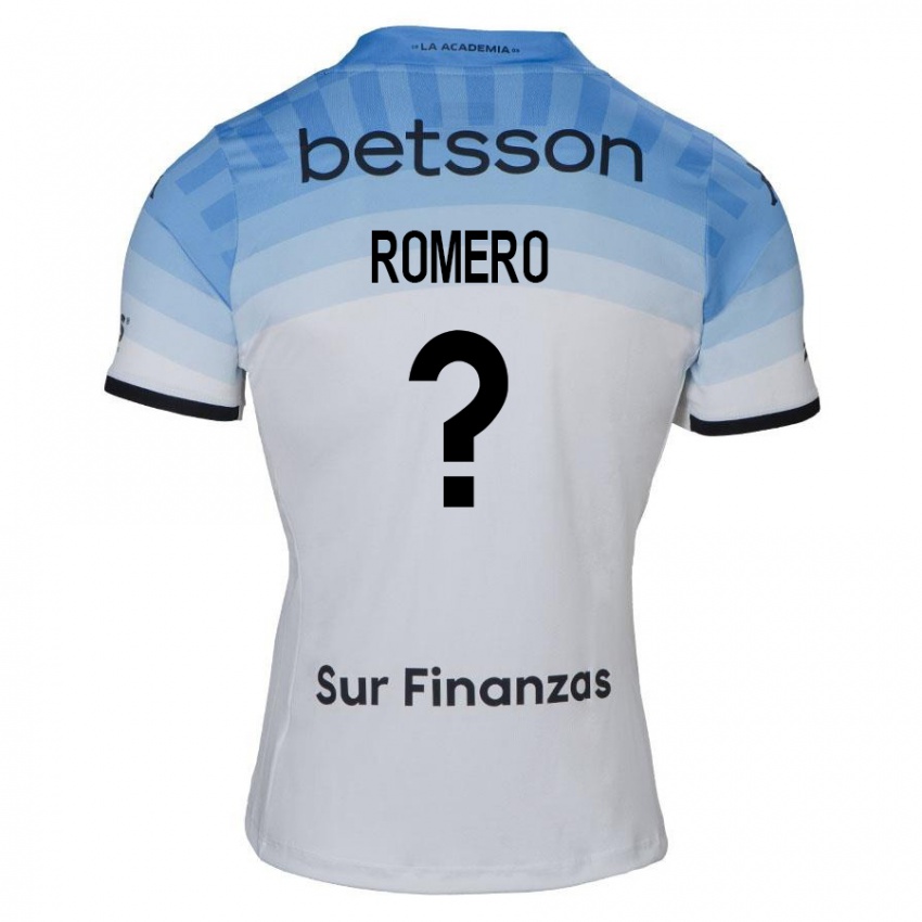 Kinder Benicio Romero #0 Weiß Blau Schwarz Auswärtstrikot Trikot 2024/25 T-Shirt Österreich