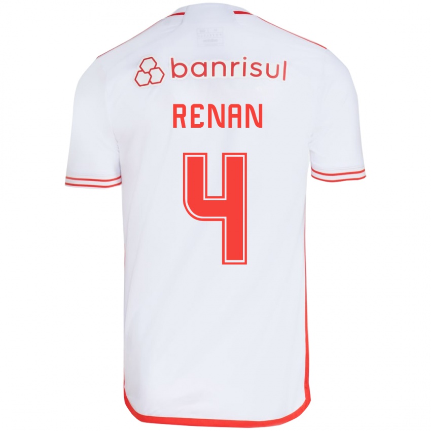 Kinder Robert Renan #4 Weiß Rot Auswärtstrikot Trikot 2024/25 T-Shirt Österreich