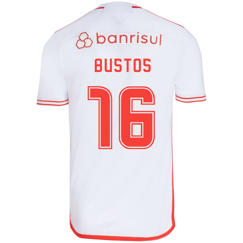 Kinder Fabricio Bustos #16 Weiß Rot Auswärtstrikot Trikot 2024/25 T-Shirt Österreich