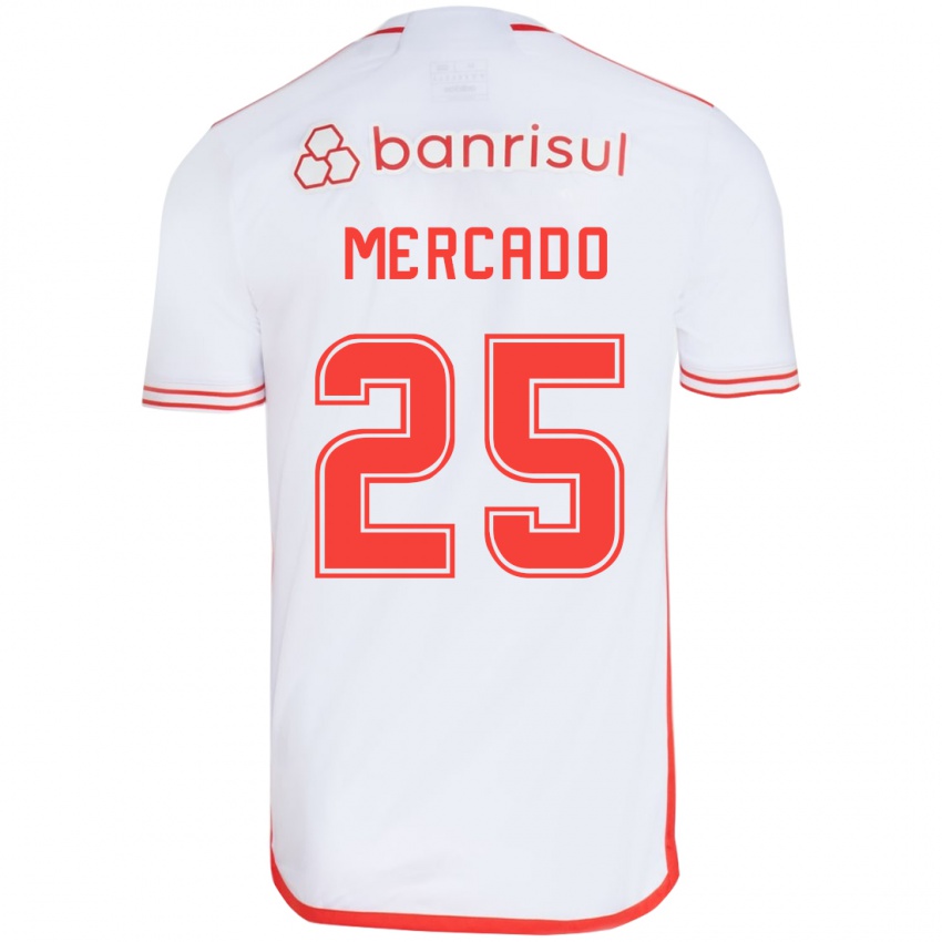 Kinder Gabriel Mercado #25 Weiß Rot Auswärtstrikot Trikot 2024/25 T-Shirt Österreich