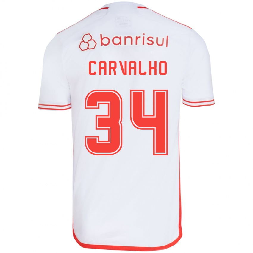 Kinder Gabriel Carvalho #34 Weiß Rot Auswärtstrikot Trikot 2024/25 T-Shirt Österreich