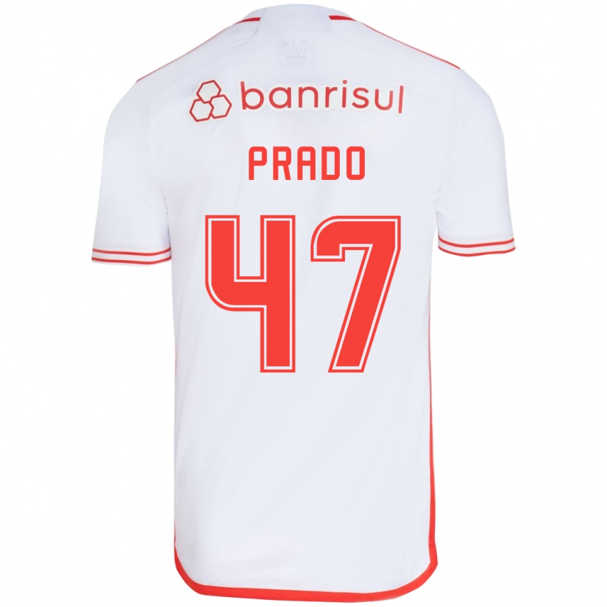 Kinder Gustavo Prado #47 Weiß Rot Auswärtstrikot Trikot 2024/25 T-Shirt Österreich