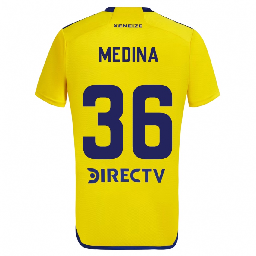 Kinder Cristian Medina #36 Gelb Blau Auswärtstrikot Trikot 2024/25 T-Shirt Österreich