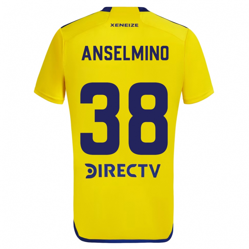 Kinder Aarón Anselmino #38 Gelb Blau Auswärtstrikot Trikot 2024/25 T-Shirt Österreich