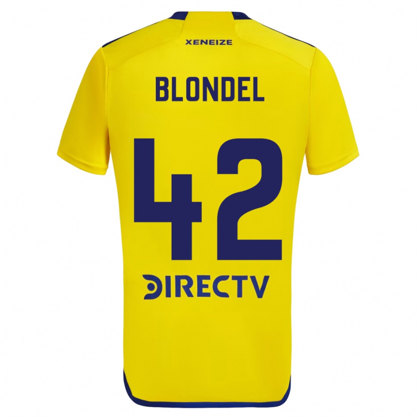 Kinder Lucas Blondel #42 Gelb Blau Auswärtstrikot Trikot 2024/25 T-Shirt Österreich