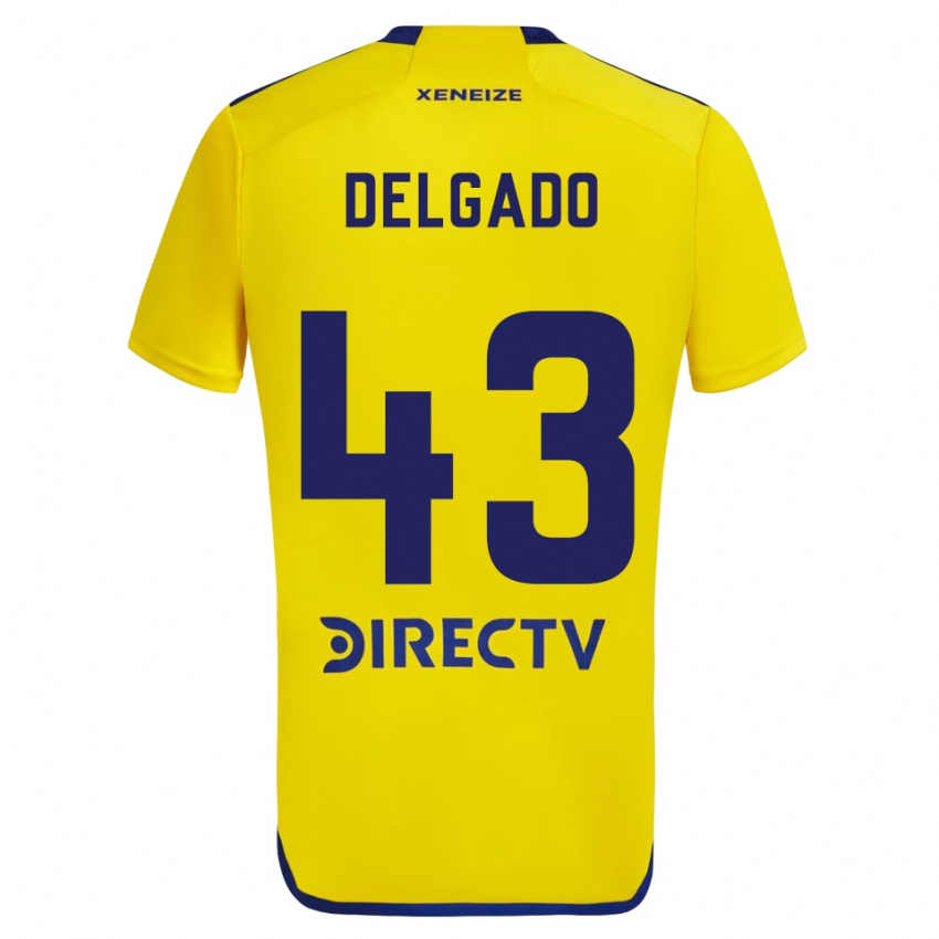 Kinder Milton Delgado #43 Gelb Blau Auswärtstrikot Trikot 2024/25 T-Shirt Österreich