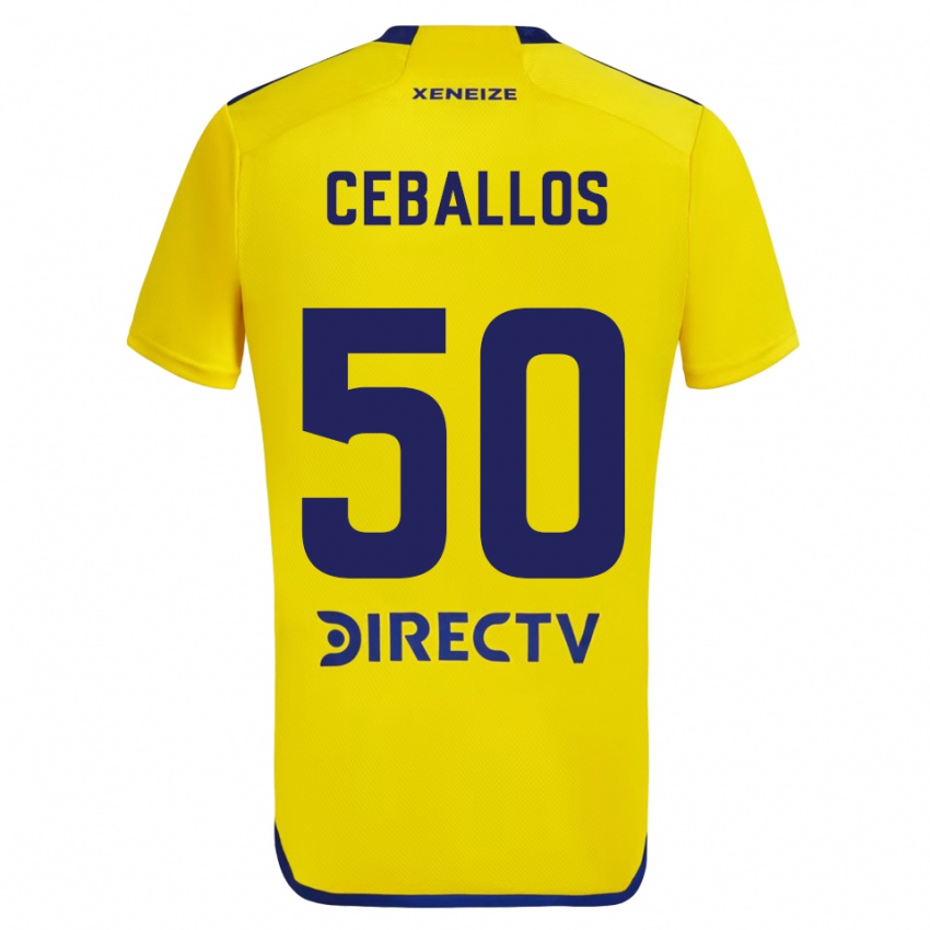 Kinder Julián Ceballos #50 Gelb Blau Auswärtstrikot Trikot 2024/25 T-Shirt Österreich