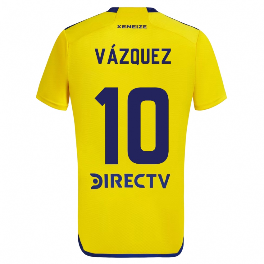 Kinder Lucas Vázquez #10 Gelb Blau Auswärtstrikot Trikot 2024/25 T-Shirt Österreich