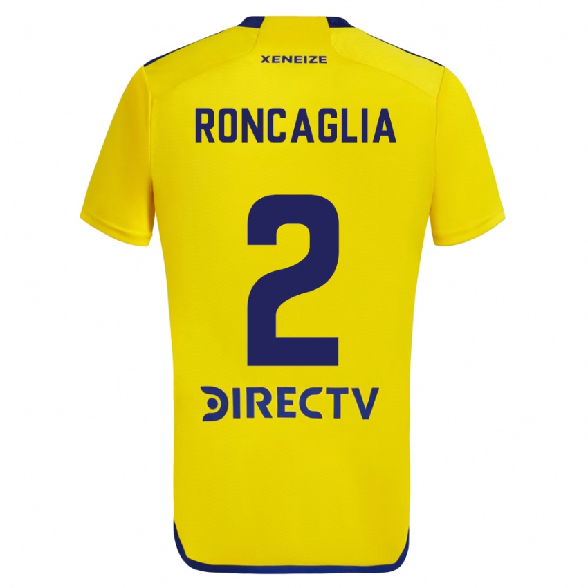 Kinder Facundo Roncaglia #2 Gelb Blau Auswärtstrikot Trikot 2024/25 T-Shirt Österreich