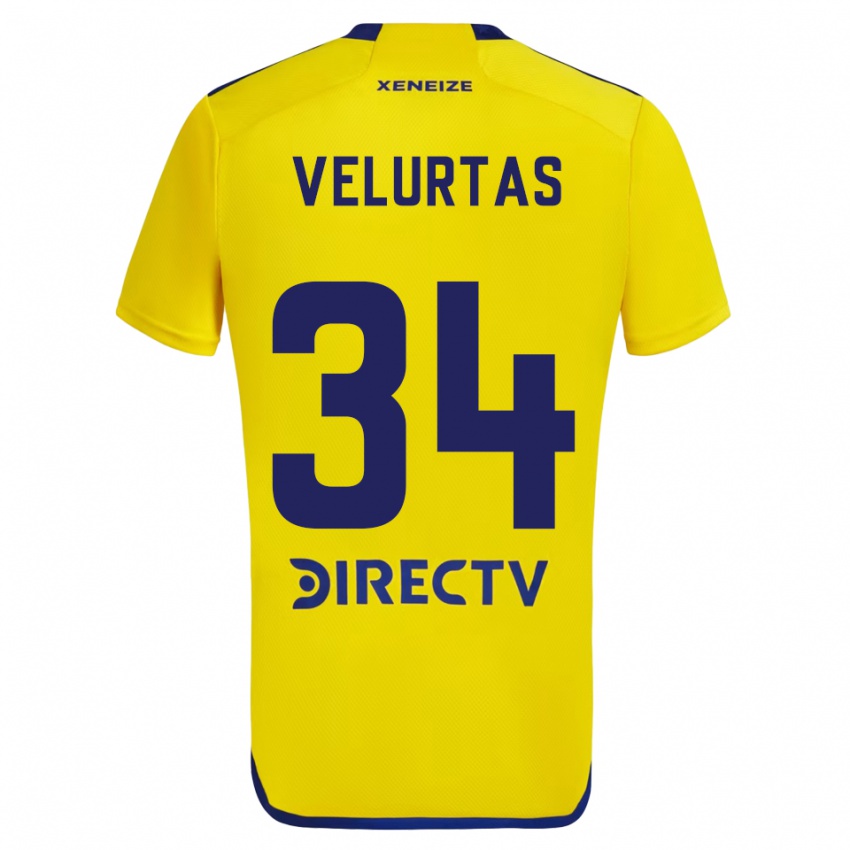 Kinder Pedro Velurtas #34 Gelb Blau Auswärtstrikot Trikot 2024/25 T-Shirt Österreich