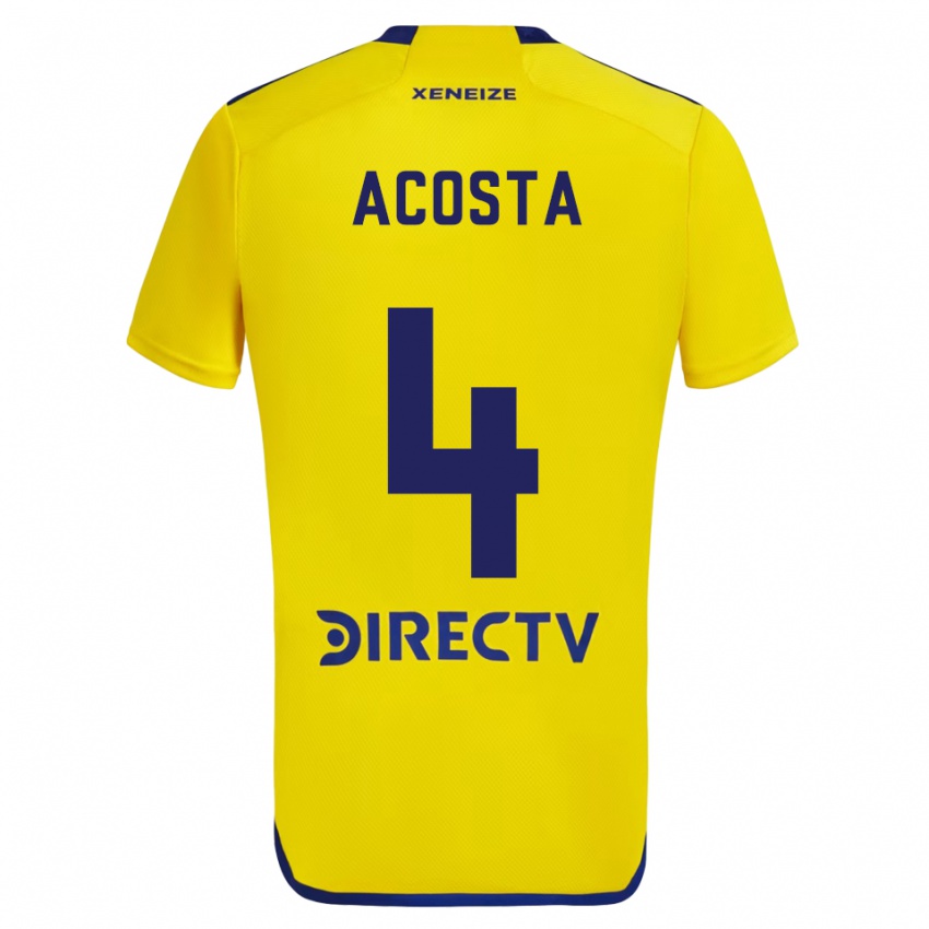 Kinder Natan Acosta #4 Gelb Blau Auswärtstrikot Trikot 2024/25 T-Shirt Österreich