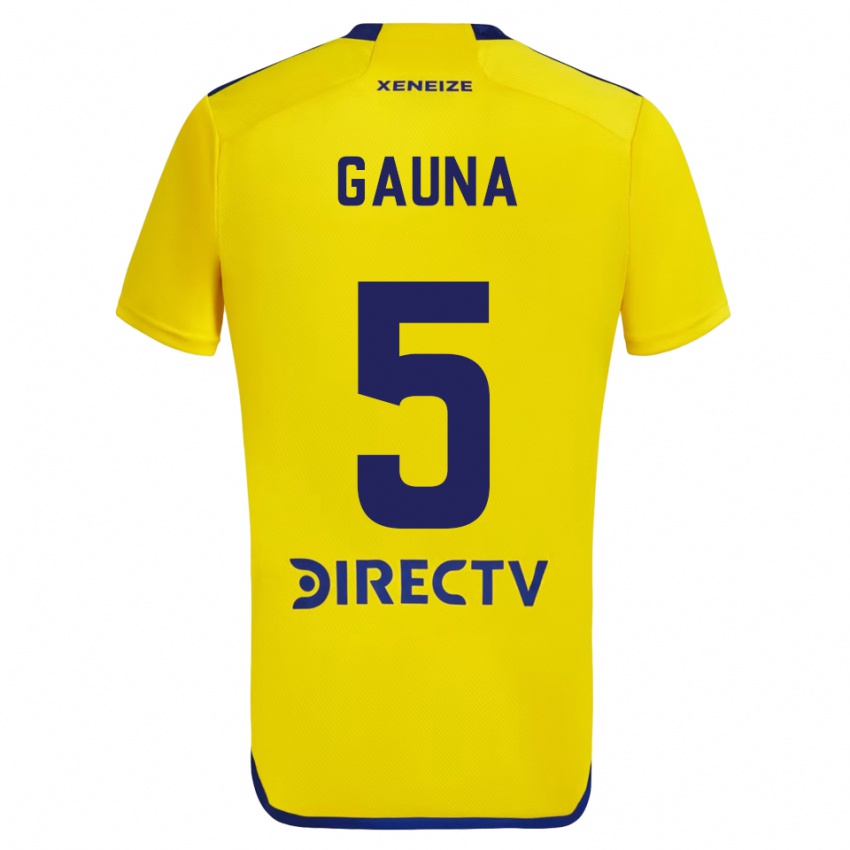 Kinder Santiago Gauna #5 Gelb Blau Auswärtstrikot Trikot 2024/25 T-Shirt Österreich