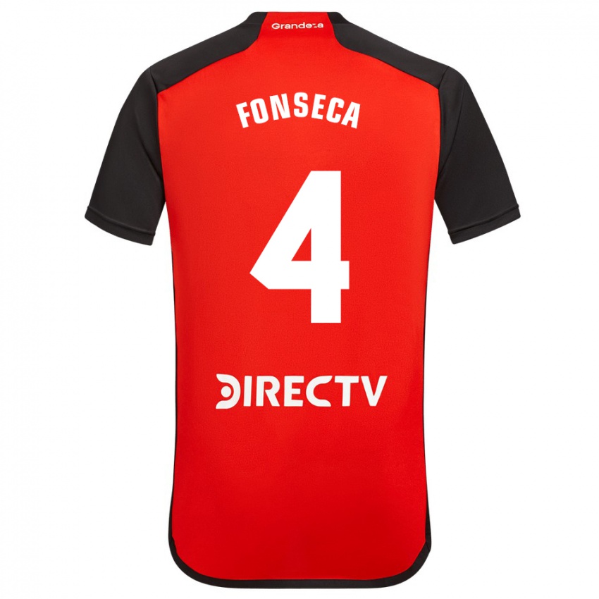 Kinder Nicolás Fonseca #4 Rot Schwarz Weiß Auswärtstrikot Trikot 2024/25 T-Shirt Österreich