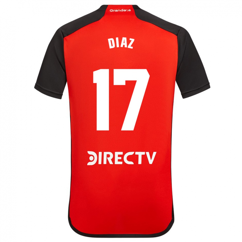 Kinder Paulo Diaz #17 Rot Schwarz Weiß Auswärtstrikot Trikot 2024/25 T-Shirt Österreich