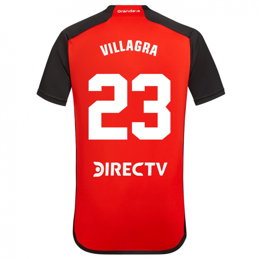 Kinder Rodrigo Villagra #23 Rot Schwarz Weiß Auswärtstrikot Trikot 2024/25 T-Shirt Österreich