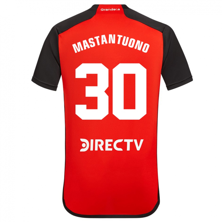 Kinder Franco Mastantuono #30 Rot Schwarz Weiß Auswärtstrikot Trikot 2024/25 T-Shirt Österreich