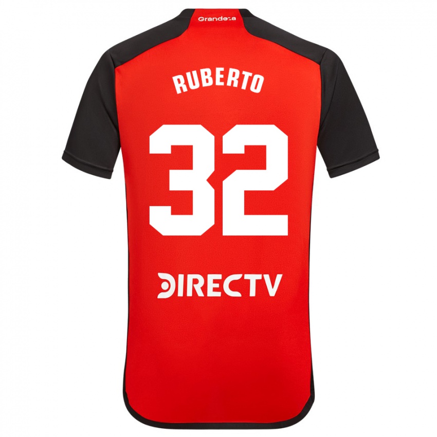 Kinder Agustín Ruberto #32 Rot Schwarz Weiß Auswärtstrikot Trikot 2024/25 T-Shirt Österreich